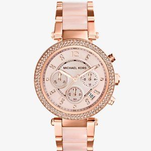 Michael Kors Parker Rose Gold-Tone Blush Acetate Watch